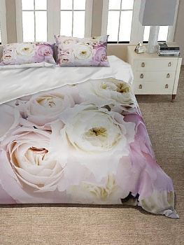 Комплект постельного белья Евро LUCKY Роза пододеяльник215х220см простынь220х240см наволочки70х70см-2шт розовый поплин 100%хлопок 000000000001199412