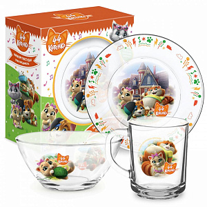 Набор детской посуды 3 предмета ND PLAY 44 Котенка матовый стекло 000000000001193218