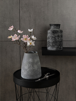 Ваза декоративная 14,7x14,7x24,7см DE'NASTIA Египет Loft цемент чёрный стекло 000000000001225013