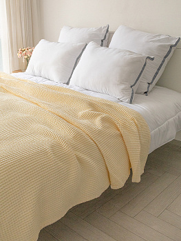 Покрывало 200x220см DE'NASTIA вафельное молочный хлопок 000000000001228487