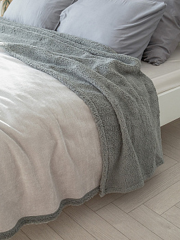 Плед 200x220см DE'NASTIA twinsoft светло-серый/темно-серый шенилл/шерпа полиэстер 000000000001229833