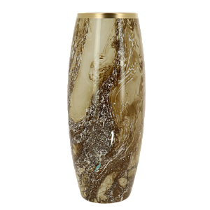 Ваза стеклянная декорированая вручную бочка 26 см. Линия Моне -Аквапринт Агат с золотым ободком.  7736/250/ak115 000000000001191015