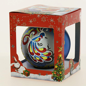 Декоративное украшение 10см Шар 5 БИРЮСИНКА Павлин стекло 000000000001129581