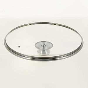 Крышка 30см TIMA круглая НЖС ручка металлический обод стекло 000000000001200711