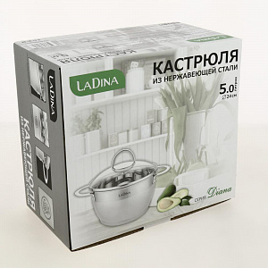 Кастрюля 5л 24см LADINA REGULAR Diana нержавеющая сталь 000000000001204270