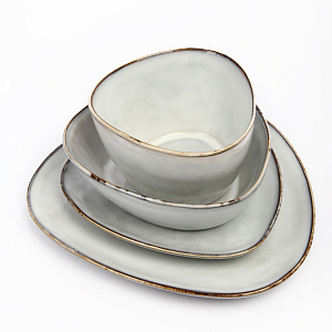 Салатник овальный 15х13,5х8,5см серый глазурованная керамика 000000000001213875