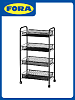 Этажерка 4-х ярусная 84х25х48см FORA сетка на колесиках черный металл