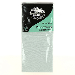 Простыня на резинке 90х200х25см ПОСУДА ЦЕНТР голубой трикотаж хлопок 000000000001187001
