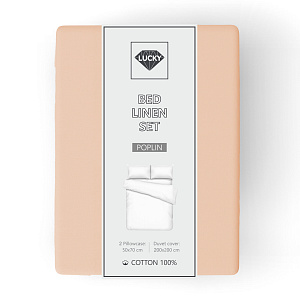 Комплект постельного белья Евро LUCKY (пододеяльник, наволочки 50х70см-2шт) персиковый поплин хлопок 100% 000000000001216645