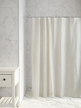 Шторка для ванной 180x200см DE'NASTIA mat stripe бежевый ПЕВА 000000000001226766