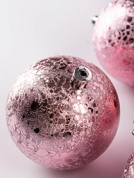 Набор новогодних шаров 12шт 8см розовый пластик 000000000001209028