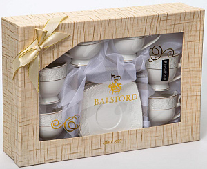 Набор кофейный фарфор 12шт (6 чашек 130мл + 6 блюдец) подарочная упаковка Нежность Balsford 179-01005 000000000001200576