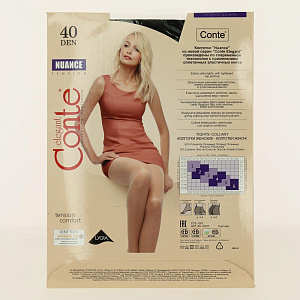 Колготки женские 40ден р2 CONTE Nuance Nero 88%полиамид 12%эластан 000000000001031297