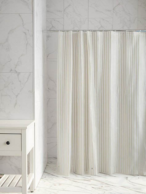Шторка для ванной 180x200см DE'NASTIA mat stripe бежевый ПЕВА 000000000001226766