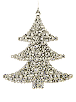 Новогоднее подвесное украшение Ёлочка в серебре из полипропилена 9,5x9x0,3см 81956 000000000001201811