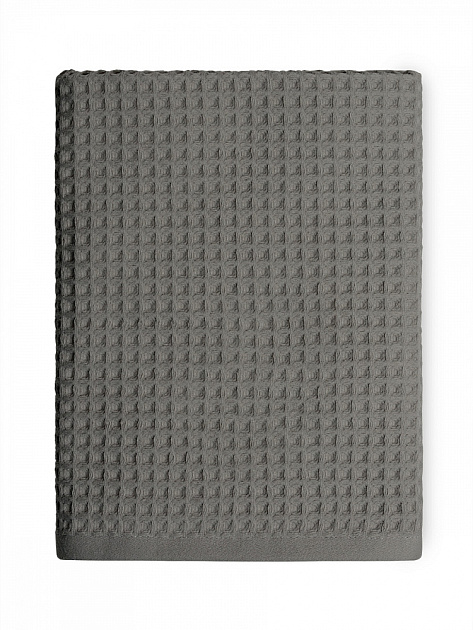 Полотенце вафельное 70x140см DE'NASTIA для бани/сауны 300гр темно-серый хлопок 000000000001228549