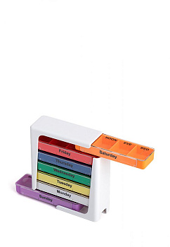 Таблетница LUCKY 10,5x12,6x4см микс цветов пластик Y000087 000000000001201047