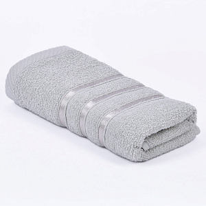 Полотенце махровое 30х60см СОФТИ бордюр 3 полоски серый хлопок 100% 000000000001212199