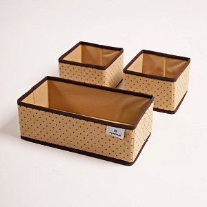 Набор органайзеров для хранения 3шт 28x14x10см РУТАУПАК ГОРОХ без крышки ткань 000000000001211971