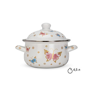 Кастрюля 24см-4,5л Бабочки эмаль 000000000001223953