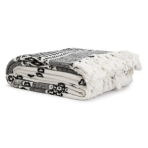 Плед 150х200см LUCKY ETNIC SGTH-1238 узор/полоска черный экрю хлопок 100% 000000000001218037