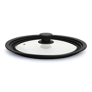 Крышка 24/26/28см DE'NASTIA черный стекло/силикон 000000000001219660