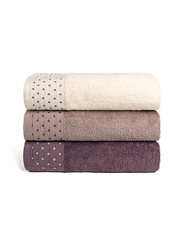 Полотенце махровое 70x140см LUCKY Бордюр горошек коричневый хлопок 000000000001221616