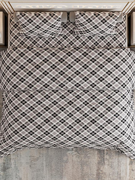 Комплект постельного белья 2,0сп LUCKY (пододеяльник 175х215см, простыня 200х220см, наволочки 70х70см-2шт) Шотландская клетка поплин хлопок 000000000001225192