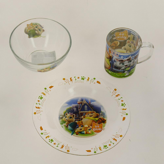 Посуда стекло набор 3 предмета подарочная упаковка 44 Котенка ND PLAY 286166 000000000001193217