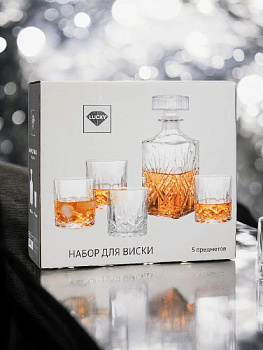 Набор для виски 5 предметов (штоф 900мл-1шт/стакан 230мл-4шт) стекло 000000000001223597