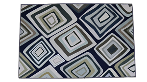 Коврик придверный 60х90см LUCKY кривые квадраты синий/бежевый 100% полиэстер 000000000001203636