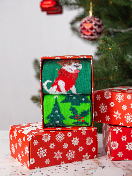 Носки женские подарочные 2 пары р.36-39 LUCKY зеленый/синий/красный 000000000001181522