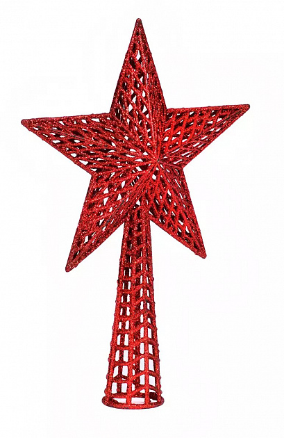 Декоративное украшение Верхушка 23см Звезда красный пластик 000000000001220880