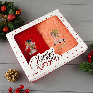 Набор полотенец "Телята" 30х60см-2шт, 100% хлопок 340г/м2, МИКС 5003912 000000000001202339