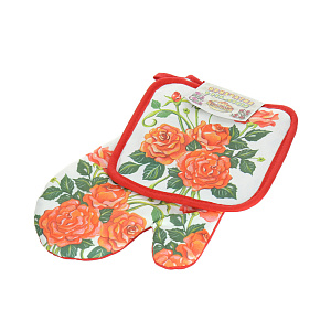 Набор прихватка и рукавица Розы Фото-графика Мультидом, хлопок, 2 предмета 000000000001126850