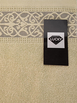 Полотенце махровое 30х60см LUCKY Вензельный бордюр светло-бежевый хлопок 100% 000000000001225082