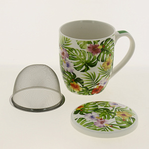Кружка заварочная 350мл OLAFF Цветы металлическое сито подарочная упаковка 000000000001185053