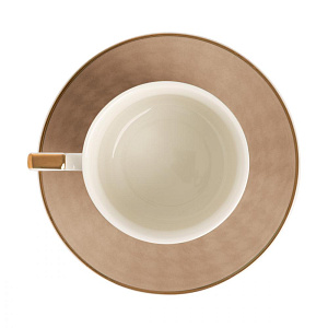 Пара чайная 220мл/блюдце DE'NASTIA Гусиная лапка белый/бежевый фарфор 000000000001221008