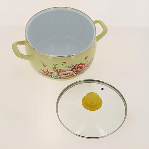 Кастрюля эмалированная со стекл. крышкой Японский сад 5,3л. 195762 000000000001183186