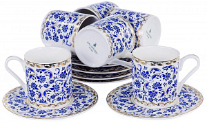 Набор кофейный 12 предметов (чашка 100мл-6шт/блюдце-6шт) BALSFORD Мармарис Цета подарочная упаковка фарфор 000000000001193953