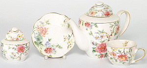 Набор чайный 14 предметов BALSFORD ЭММА (чашка 250мл-6шт, блюдце 6шт, чайник 1250мл, сахарница 300мл) фарфор 000000000001216254