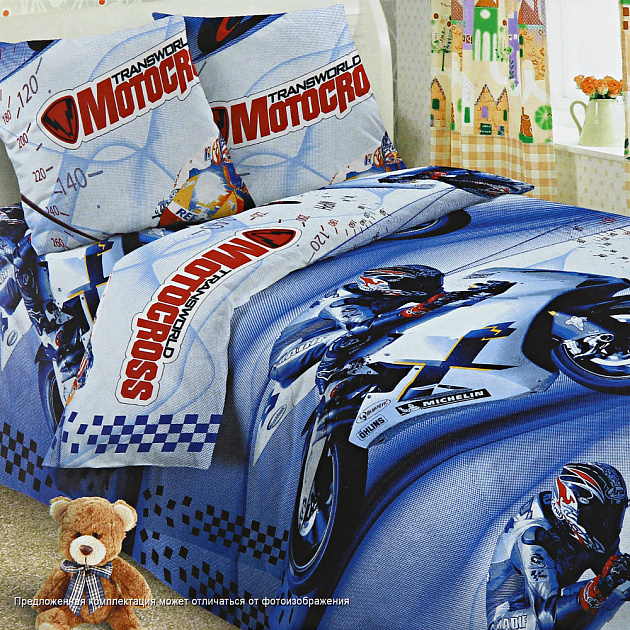 Комплект постельного белья 1,5-спальный DRIVE Мотокросс 100%хлопок поплин 110гр/м рисунок 1613/1627 000000000001169659