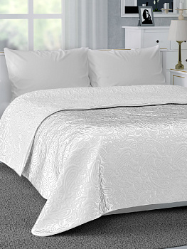 Покрывало 200х240см DE'NASTIA Палермо двустороннее атласное/матовое белое 100% полиэстер 000000000001192024