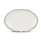Блюдо овальное 30см Stephanie с перламутром серебро фарфор