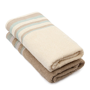 Набор махровых полотенец 2 шт 70x140см LUCKY бежевый/молочный хлопок 100% 000000000001216092