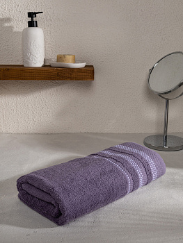 Полотенце махровое LUCKY Бордюр точки 450gsm 70x140 100% хлопок, фиолетовый D100406 000000000001227655