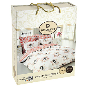 Комплект постельного белья евро DE'NASTIA Ангелы сатин 50х70см-2шт пл.125гр/м2 C010605 000000000001169054