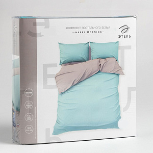 Комплект постельного белья 1,5-спальный ЭТЕЛЬ Happy morning пододеяльник143х215см простынь150х214см наволочки50х70см-2шт голубой поплин хлопок 000000000001210732