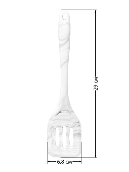Лопатка кулинарная с прорезями 29,5x6,8см DE'NASTIA мрамор серый/белый силикон 000000000001210431