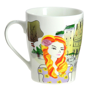 Кружка КОРАЛЛ, фарфор, 340 мл. 4 вида,  XJG01_0080 000000000001094535